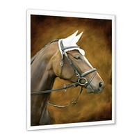 DesignArTART „Bezáró barna ló portréja fehér fülekkel” parasztház keretes művészeti nyomtatás