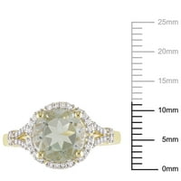 Miabella női 2- Carat T.G.W. Green Quartz és Carat T.W. Gyémánt 14KT sárga arany halo virággyűrű
