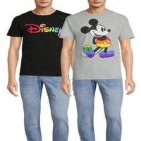 Disney Pride férfi és nagy férfiak Mickey Mouse and Logo Graphic Pólók, 2-Pack