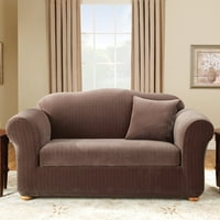 SureFit Stretch Pinstripe 2-Piece Loveseat Slipcover, fekete