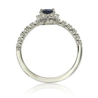 Sterling ezüst zafír és gyémánt akcentus vékony menyasszonyi gyűrű