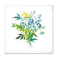 Designart 'Meadow Flowers Garland on White' Parmhouse keretes művészeti nyomtatás
