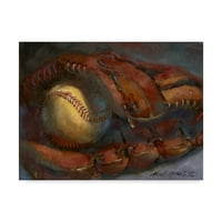Védjegy képzőművészet 'Baseball és Mitt' vászon művészet Hall Groat Ii