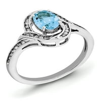 Ezüst Ródium Diam. Világos Svájci Kék Topáz Gyűrű