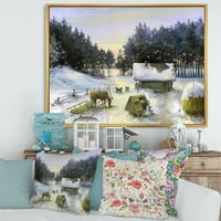 Designart 'Havi ház, téli téli Country Framed Canvas Wall Art nyomtatás