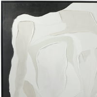 Decmode kortárs Polystone fekete -fehér absztrakt vászon keretes fali művészet, 30 W 40 h halmaz