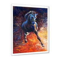 Designart 'Galoping Blue Horse' Portréja 'parasztház keretes művészeti nyomtatás