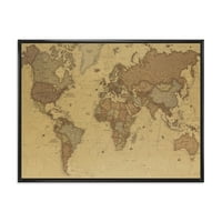 Designart 'ókori világtérkép iii' Vintage keretes vászon fali művészet nyomtatás