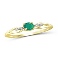 JewelersClub Carat T.G.W. Smaragd és fehér gyémánt akcentus 14K arany ezüst gyűrű felett