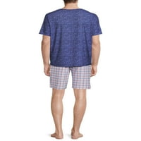 Férfi rövid ujjú felső és rövidnadrág-alváskészletek, S-2XL méretű, férfi pizsamák