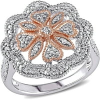 Gyémánt-Accent kéttónusú ezüst koktél virággyűrű