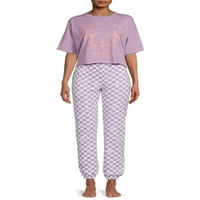 Grayson Social Női és női plusz méretű grafikus alvás póló és kocogók szett, 2 darab
