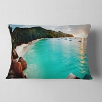 Designart Tropical Beach kék vizekkel - Seascape Dobás Párna - 12x20