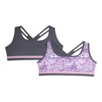 Athletic Works Girls Cross Back Bras, 2-Pack, Méret S-2XL