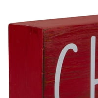 11.75 fa piros-fehér téglalap alakú Karácsony asztali plakett