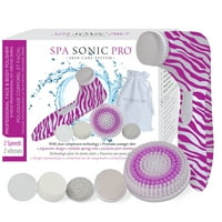 Spa Sonic Pro bőrápoló rendszer arc- és testpolírozó 8 darabos profi készlet, rózsaszín zebra nyomtatás