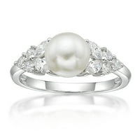 A Jay Heart Sterling ezüst divatos édesvízi gyöngy szimulált fehér gyémánt cz smirl utasítás gyűrűvel