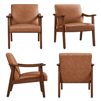 Easyfashion a század közepén modern FAU bőr ékezetes szék, 2-es szett, barna