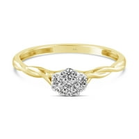 KEARTAKE 1 4CTW DIAMOND 10KT Sárga arany klaszter Twist eljegyzési gyűrű