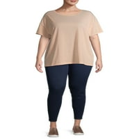 Terra & Sky Women's Plus méretű nyugodt fit póló, csomag