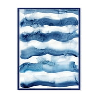 Designart 'Absztrakt kék klasszikus hullámok' modern keretes vászon fali művészet