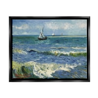 Stupell Industries a tenger Les Saintes-Maries-de-la-Mer Vincent Van Gogh festmény festés koromfekete úszó keretes vászon nyomtatás