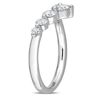 Carat T.G.W. Laboratóriumi létrehozott gyémánt platinával bevont sterling ezüst chevron évforduló gyűrű
