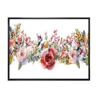 Designart 'Wildflower és Pink Roses' parasztház keretes vászon fali művészet