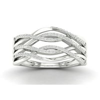 1 6ct TW Diamond 10K Fehér Arany Crossover Fashion Ring