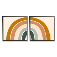 Stupell Industries aszimmetrikus meleg föld tónusú Retro szivárvány ívek keretes fal Art Design Victoria Borges, darab, 12 12