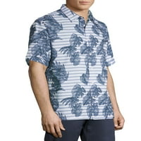 Cafe Luna férfi rövid ujjú, nyomtatott trópusi szőtt ing