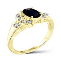 JewelersClub Sapphire Ring Birthstone ékszerek - 1. Karát -zafír 14K aranyozott ezüst gyűrűs ékszerek fehér gyémánt akcentussal