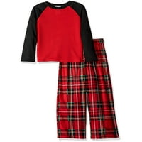 Komar gyerekek fiúk pizsamai ünnepi és piros kockás nadrág alvás ruházat, piros, méret: 6-7