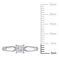 Miabella női karátos T.W. Hercegnő-vágott gyémánt 10KT fehérarany pasziánsz eljegyzési gyűrű