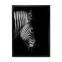 Designart 'Zebra fej fekete -fehér portréja' Farmhouse keretes művészeti nyomtatás