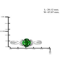 0. Carat T.G.W. Chrome Diopside Gemstone és fehér gyémánt akcentus gyűrű