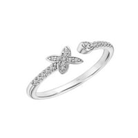 KEVÉNYES KARAT T.W. Gyémánt nyitott pillangó évforduló gyűrű ezüstben