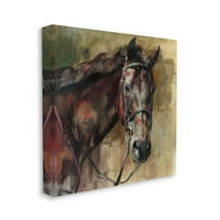 Stupell Industries vidéki ló portréja barna tan lovas festmény vászon fali művészete, Marilyn Hageman, 24 24