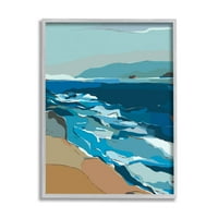 Stupell Industries kortárs strand Shore Waves grafikus művészet szürke keretes művészet nyomtatott fali művészet, Nikita Jariwala
