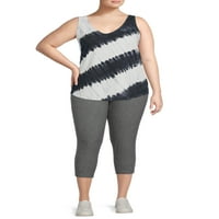 Terra & Sky Women's Plus Méret Szuper puha beperelt Capri Leggings