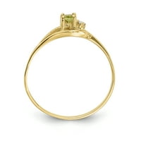 Primal Gold Karat sárga arany 5x ovális peridot és gyémánt gyűrű