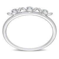 Miabella női gyémánt akcentus ezüst hármas virág ígéret gyűrű