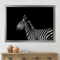 Designart 'Sideview of Zebra in White and Black' parasztház keretezett Art Print