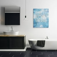 Stupell Industries Splish Splash Kék Fürdőszoba Víz Tipográfia Festmény Galéria Csomagolt Vászon Nyomtatás Wall Art
