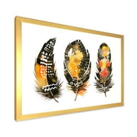 Designart 'etnikai boho művészet narancssárga toll' bohém és eklektikus keretes művészeti nyomtatás