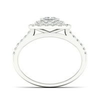 Imperial 14K fehérarany 1-1 2ct TDW hercegnő vágott gyémánt dupla eljegyzési gyűrű