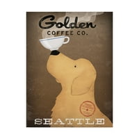 Védjegy képzőművészet 'Golden Coffee Co Seattle' vászon művészet Ryan Fowler