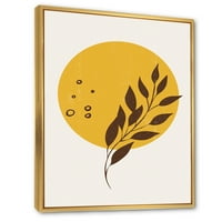 Designart 'Absztrakt hold és sárga nap trópusi levél II -vel' modern keretes vászon fali művészet nyomtatás
