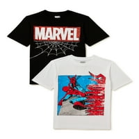 Marvel Spider-Man Boys rövid ujjú grafikus póló, 2-csomag, méretek XS-XXL