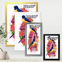 DesignArt 'Két sárga és kék cici madár ült a fészek közelében' hagyományos keretes művészeti nyomtatás